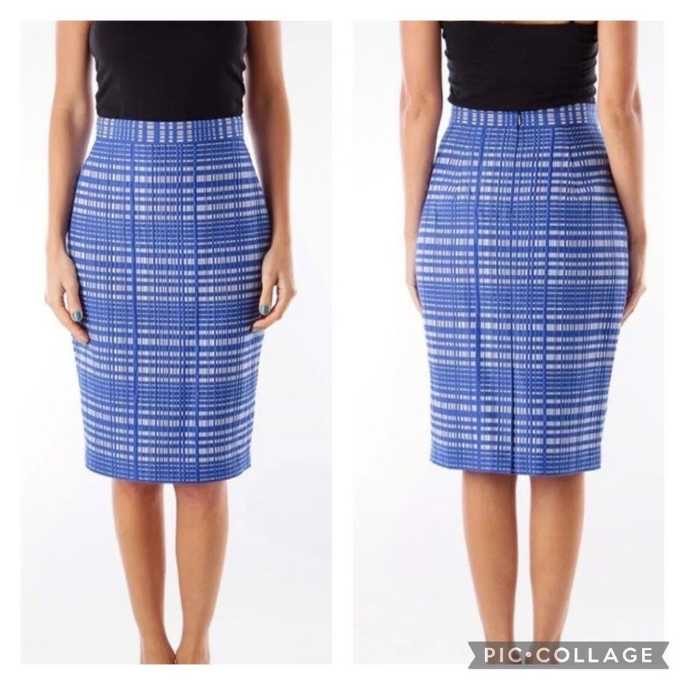 Banana Republic Jacquard Pencil Skirt Blue White Size 14 NEW